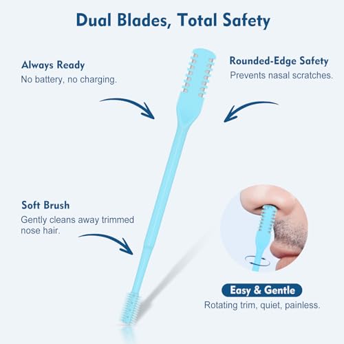 CNURO Nasal Hair Cutter, 5PCS Upgraded 360° Rotating Nose Hair Trimmer, Portable Double-Sided Nose Hair Trimmer for Men and Women, Complete Set in 5 Colors with Soft Brush - Image 3