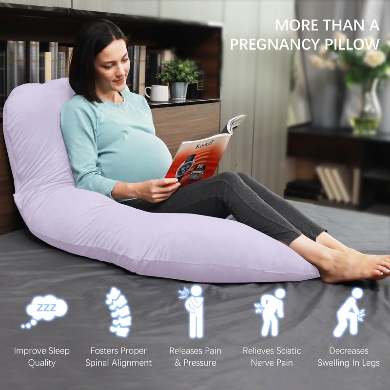 MOON PARK Pregnancy Pillows for Sleeping - U Shaped Full Body Maternity Pillow with Removable Cover - Support for Back, Legs, Belly, Hips - 57 Inch Pregnancy Pillow for Women - Purple - Image 4
