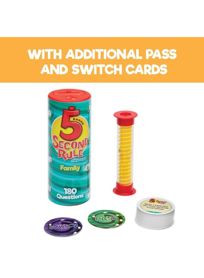 5 Second Rule Game Family Edition (Mini Tube) - Simple Question Card Game for Family Fun, Party, Kids, Travel, Game Night & Sleepovers - Think Fast and Shout Out Answers - for Ages 8+ - Image 4
