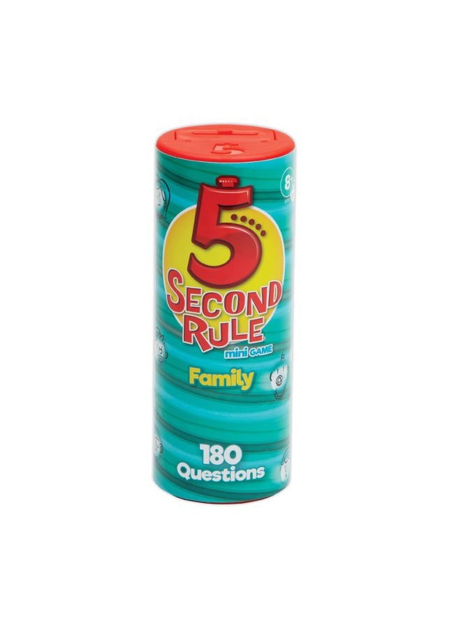 5 Second Rule Game Family Edition (Mini Tube) - Simple Question Card Game for Family Fun, Party, Kids, Travel, Game Night & Sleepovers - Think Fast and Shout Out Answers - for Ages 8+ - Image 1