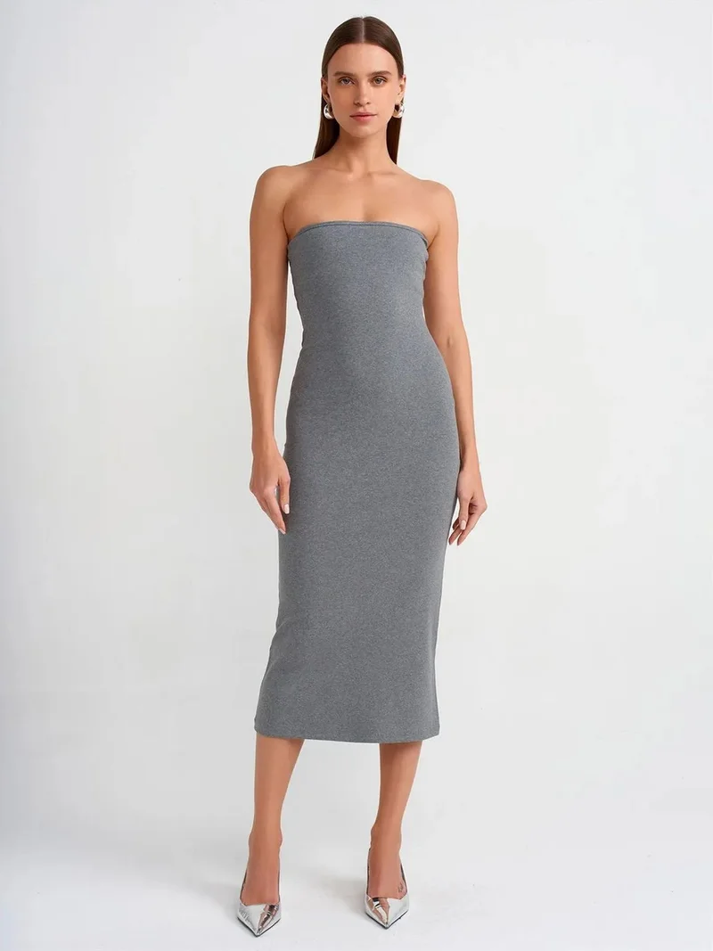 ديلفين Dilvin Strapless Bodycon Midi Dress