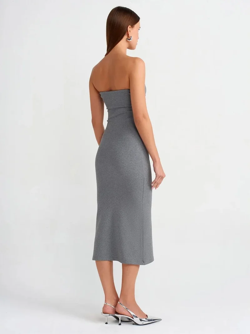 ديلفين Dilvin Strapless Bodycon Midi Dress