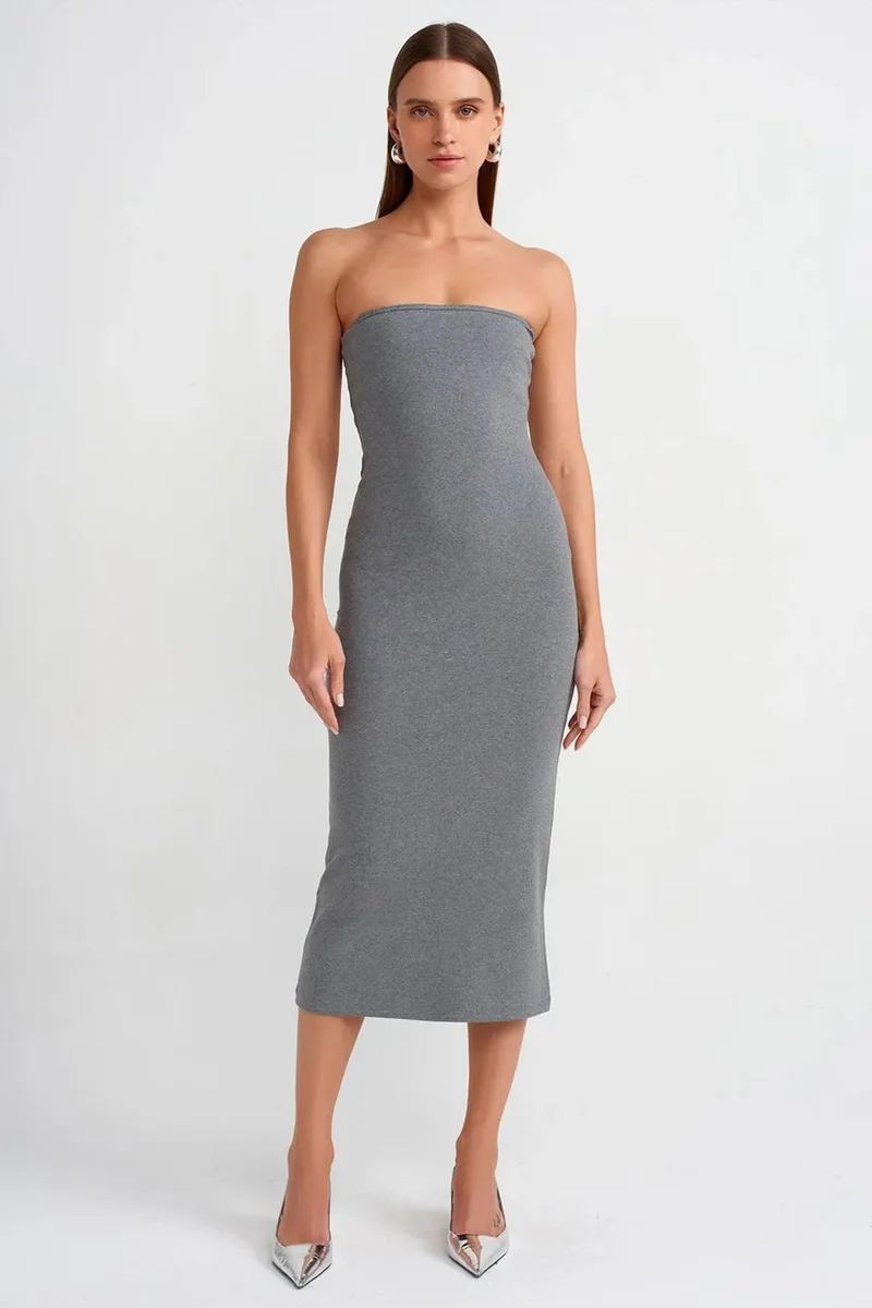 ديلفين DILVIN Strapless Bodycon Midi Dress