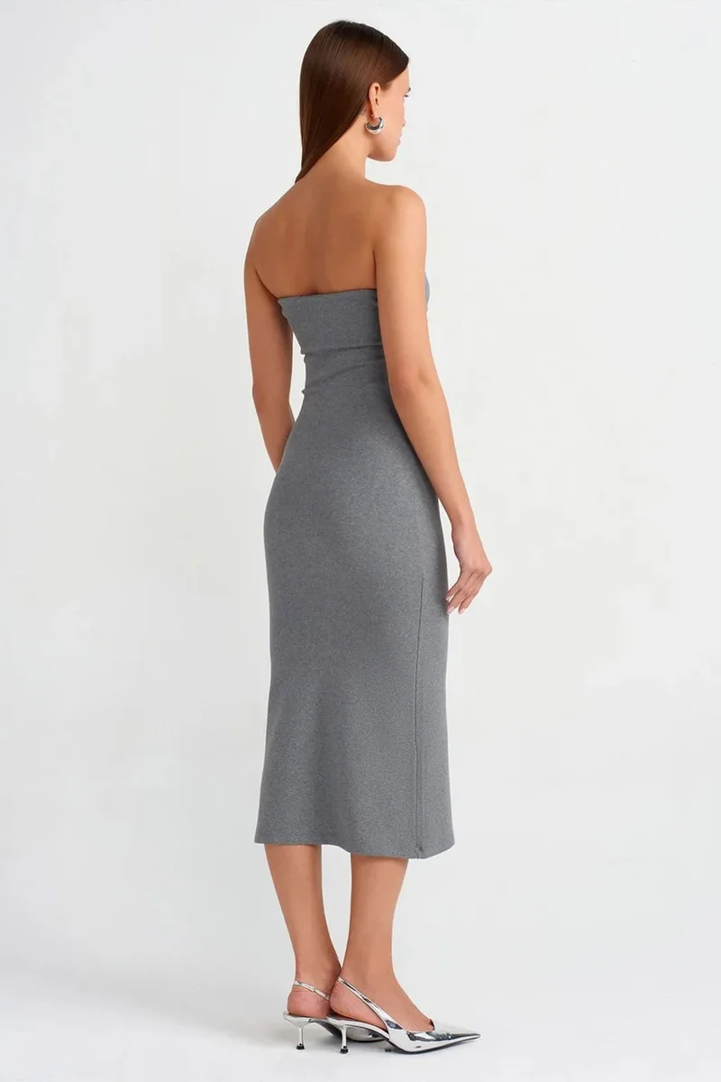 ديلفين DILVIN Strapless Bodycon Midi Dress