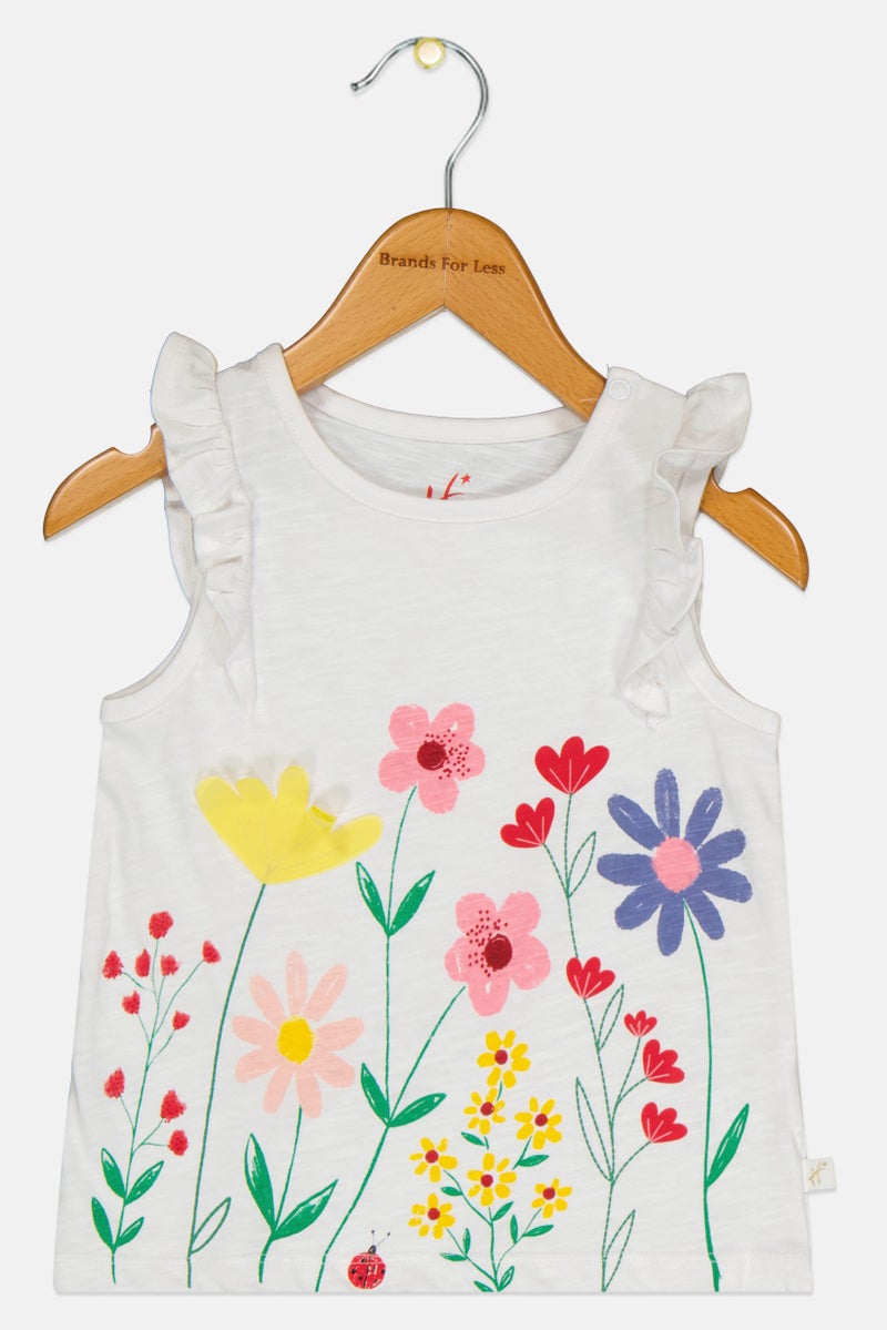 Hamleys تي شيرت بلا أكمام مطبوع للأطفال البنات، أبيض - Image 2
