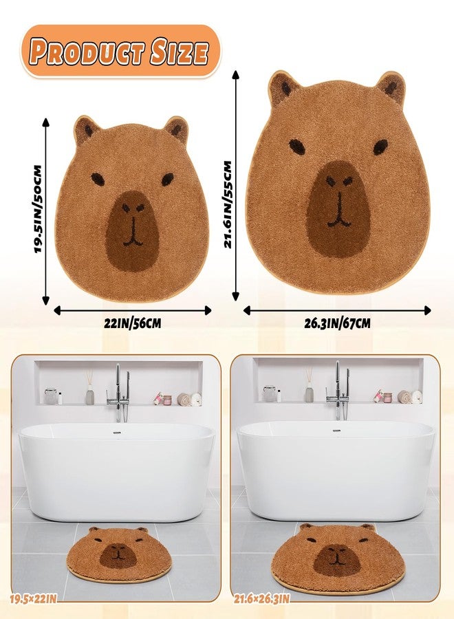 LSYDCARM Cute Bathroom Rugs, Capybara Microfiber Rug Washable Non Slip Rug Bath Mats for Bathroom, Capybara Gifts Rugs for Living Room, Kitchen, Room Decor (22 * 26inch) - Image 2