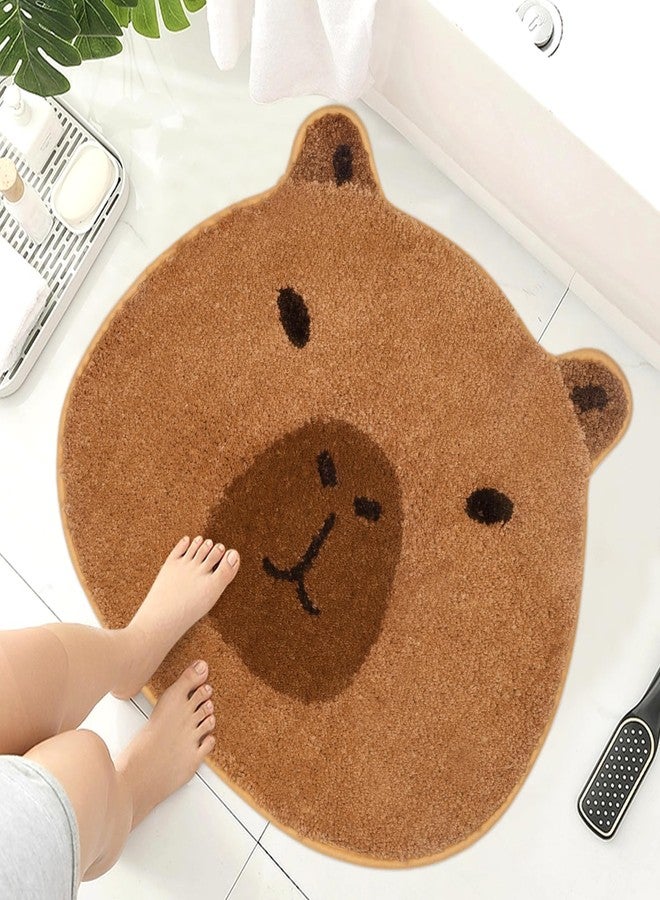 LSYDCARM Cute Bathroom Rugs, Capybara Microfiber Rug Washable Non Slip Rug Bath Mats for Bathroom, Capybara Gifts Rugs for Living Room, Kitchen, Room Decor (22 * 26inch) - Image 1