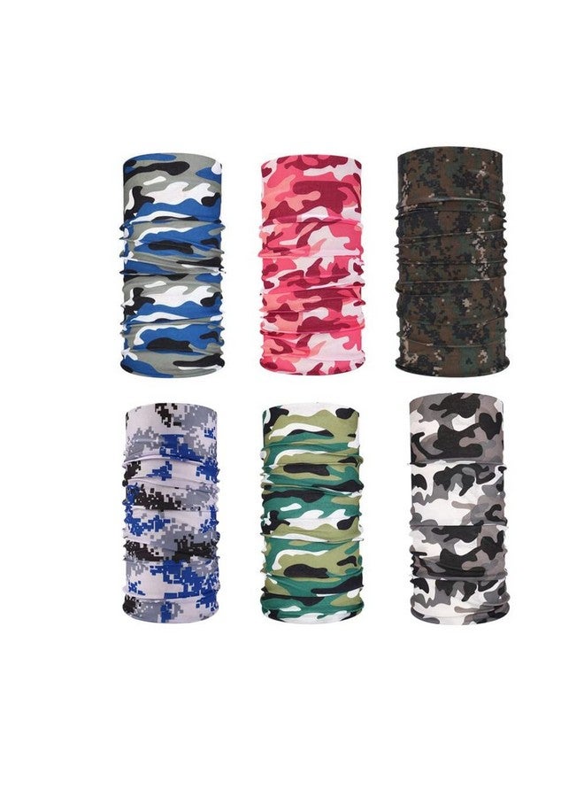 جيلوكيبو عصابة رأس سحرية مموهة من جيلوكيبو، غطاء رأس للرجال والنساء، وشاح رياضي مرن بدون درزات للرقبة واليوجا والمشي لمسافات طويلة ومقاومة للأشعة فوق البنفسجية (عبوة من 6 قطع) - Image 1