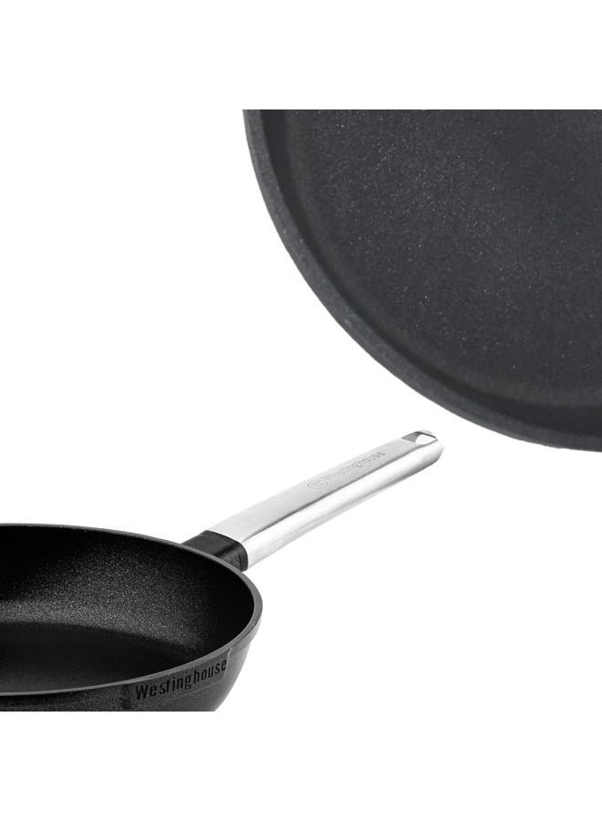 Westinghouse مقلاة غير لاصقة 30 سم من الولايات المتحدة - ألمنيوم مطروق مع طلاء رخامى 4 طبقات، آمنة للاستخدام على الموقد والفرن، مقبض من الفولاذ المقاوم للصدأ - أسود - Image 3