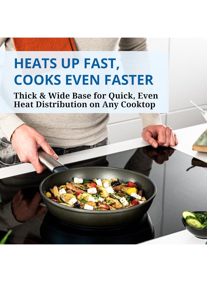 Westinghouse مقلاة غير لاصقة 30 سم من الولايات المتحدة - ألمنيوم مطروق مع طلاء رخامى 4 طبقات، آمنة للاستخدام على الموقد والفرن، مقبض من الفولاذ المقاوم للصدأ - أسود - Image 5