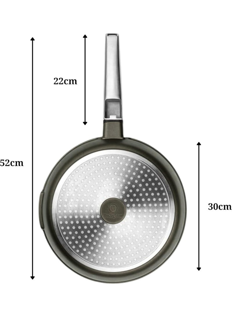 Westinghouse مقلاة غير لاصقة 30 سم من الولايات المتحدة - ألمنيوم مطروق مع طلاء رخامى 4 طبقات، آمنة للاستخدام على الموقد والفرن، مقبض من الفولاذ المقاوم للصدأ - أسود - Image 2