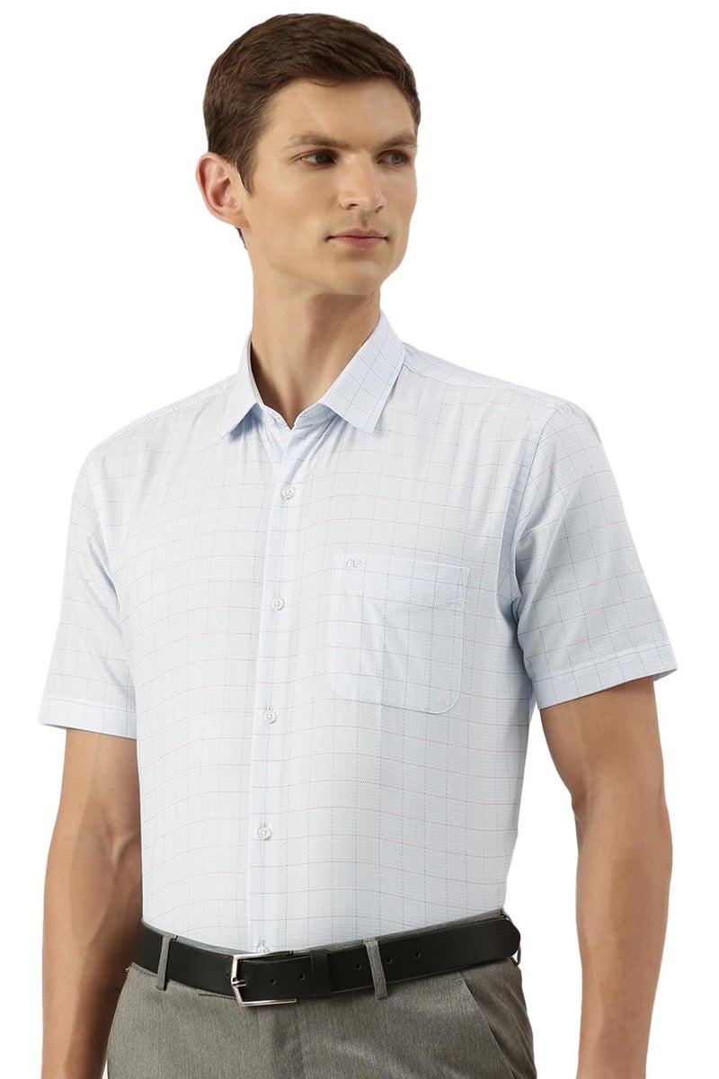 Peter England Men Cotton Blend Regular Fit Shirt (PESHWNUPO53407_Blue, 39) - Image 3