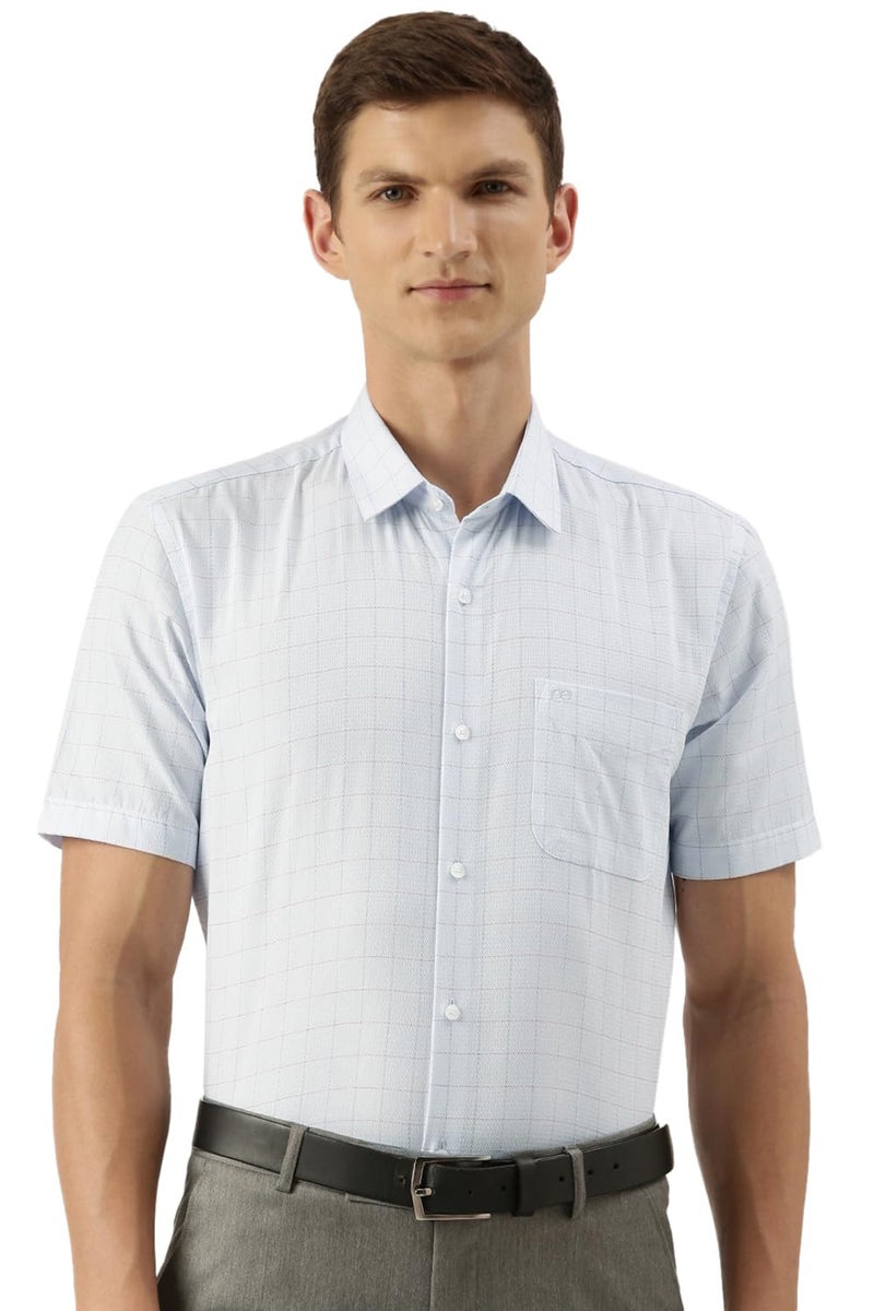 Peter England Men Cotton Blend Regular Fit Shirt (PESHWNUPO53407_Blue, 39) - Image 1