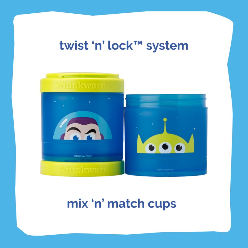 Whiskware Disney Pixar Stackable Polypropylene Snack Containers for Kids and Toddlers, 3 Stackable Snack Cups for School and Travel, Toy Story Buzz Lightyear - Image 2