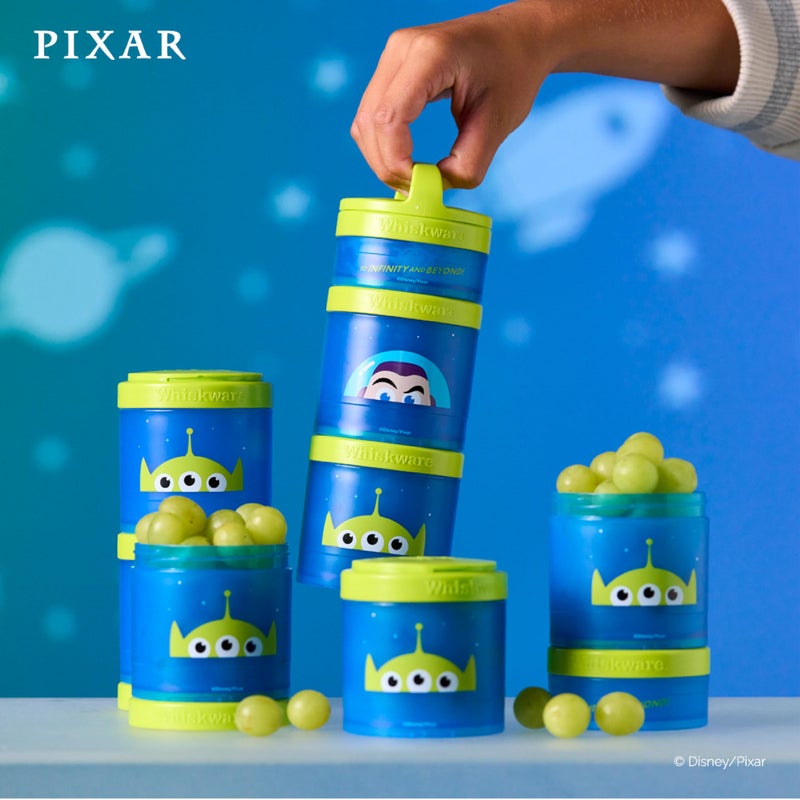 Whiskware Disney Pixar Stackable Polypropylene Snack Containers for Kids and Toddlers, 3 Stackable Snack Cups for School and Travel, Toy Story Buzz Lightyear - Image 5