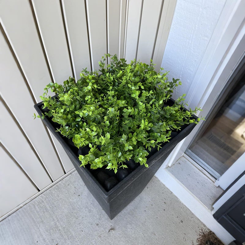 LYRWI 8 Bundles UV Resistant & Non-Fading Artificial Boxwood Shrubs - Fake Greenery Plants for Outdoor Indoor, Farmhouse, Garden, Porch, Patio, Wedding Decoration - Image 4