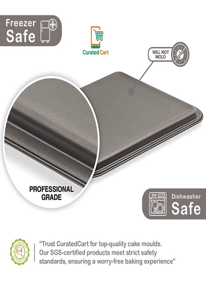 PureBake صواني خبز PureBake غير لاصقة مكونة من قطعتين، مصنوعة من الفولاذ الكربوني غير السام ذي الحواف - مقاومة للخدوش والتشوه والصدأ، صواني خبز فرن من الفولاذ السميك - Image 3