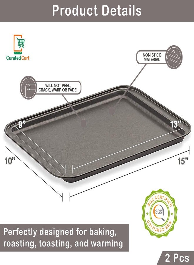 PureBake صواني خبز PureBake غير لاصقة مكونة من قطعتين، مصنوعة من الفولاذ الكربوني غير السام ذي الحواف - مقاومة للخدوش والتشوه والصدأ، صواني خبز فرن من الفولاذ السميك - Image 2