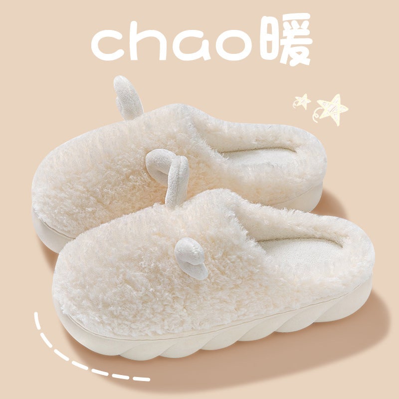 In stock thick-soled cotton slippers for women autumn and winter couple indoor non-slip home plush warm Men's winter  - Image 5