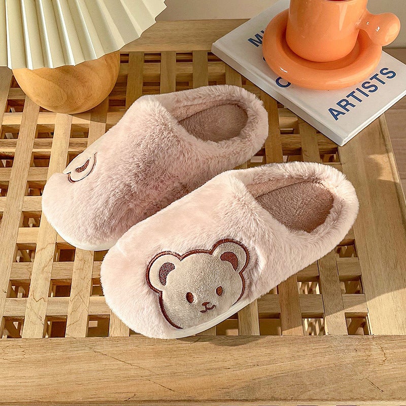 In stock thick-soled cotton slippers for women autumn and winter couple indoor non-slip home plush warm Men's winter  - Image 2