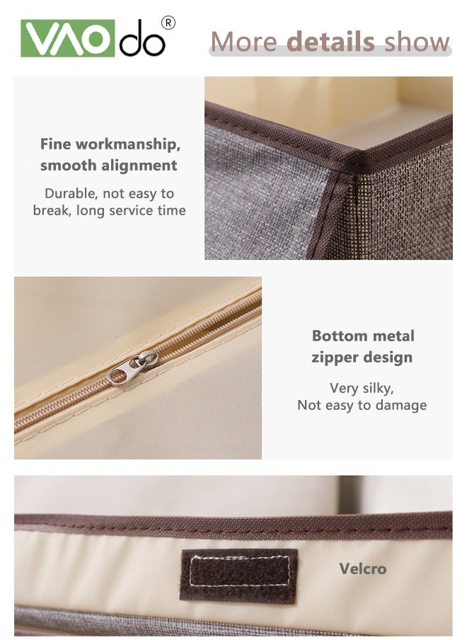 VAOdo - Clothes Storage Box Foldable Underwear Bra Storage Wardrobe Drawer With Partition For Socks Bra Panties Storage Box (Grey) - Image 1