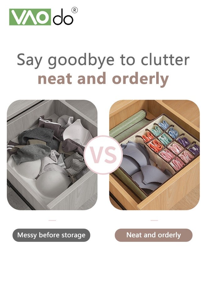 VAOdo - Clothes Storage Box Foldable Underwear Bra Storage Wardrobe Drawer With Partition For Socks Bra Panties Storage Box (Grey) - Image 1