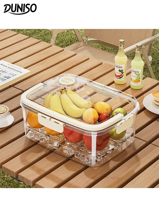 DUNISO صندوق تخزين الطعام الطازج مع مقبض حاويات تخزين الفواكه الكبيرة طبقتين للحفاظ على الطازج صندوق تخزين محكم الإغلاق لحفظ الفواكه والخضروات والتوت واللحوم طازجة لفترة أطول، حاوية تخزين في الثلاجة خالية من BPA مع غطاء - Image 1