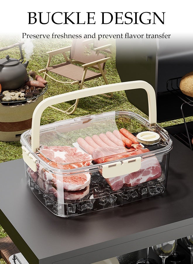 DUNISO صندوق تخزين الطعام الطازج مع مقبض حاويات تخزين الفواكه الكبيرة طبقتين للحفاظ على الطازج صندوق تخزين محكم الإغلاق لحفظ الفواكه والخضروات والتوت واللحوم طازجة لفترة أطول، حاوية تخزين في الثلاجة خالية من BPA مع غطاء - Image 2