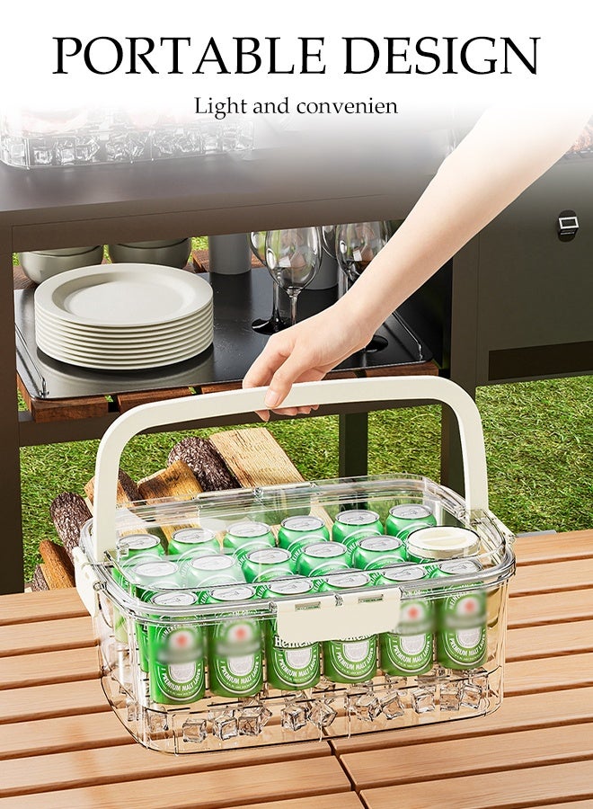 DUNISO صندوق تخزين الطعام الطازج مع مقبض حاويات تخزين الفواكه الكبيرة طبقتين للحفاظ على الطازج صندوق تخزين محكم الإغلاق لحفظ الفواكه والخضروات والتوت واللحوم طازجة لفترة أطول، حاوية تخزين في الثلاجة خالية من BPA مع غطاء - Image 3