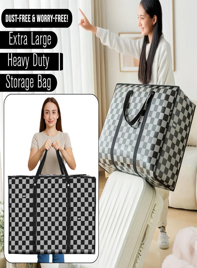 Storite 2 Pack Multi-Purpose Plastic Heavy Duty 145 L Moisture Proof Jumbo Size Underbed Storage Bag/Toys/Stationery Paper/Clothes Storage Bag/Moving Bags with Strong Handle (88x59x28cm, Grey) - Image 5
