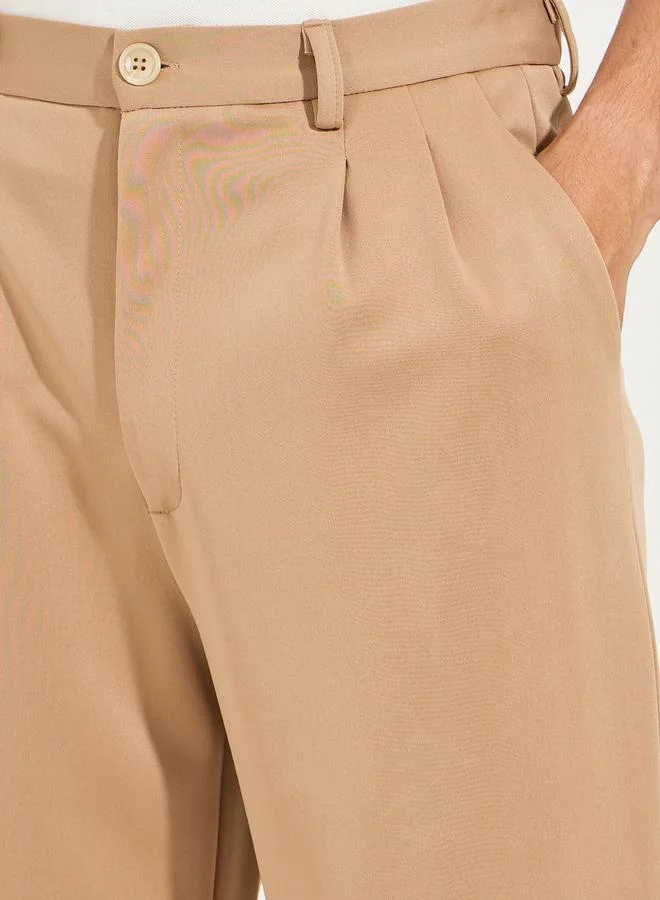 Styli Premium Scuba Relaxed Knit Pants with Pleat Detail