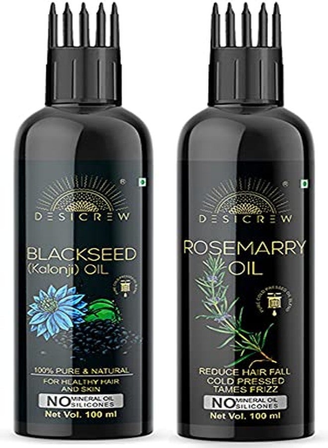 Desicrew Pure Blackseed (kalonji) & Rosemary Cold Pressed oil with Applicator For Skin, Body & Hair Care in combo pack of 2 (100ml + 100Ml) - Image 2