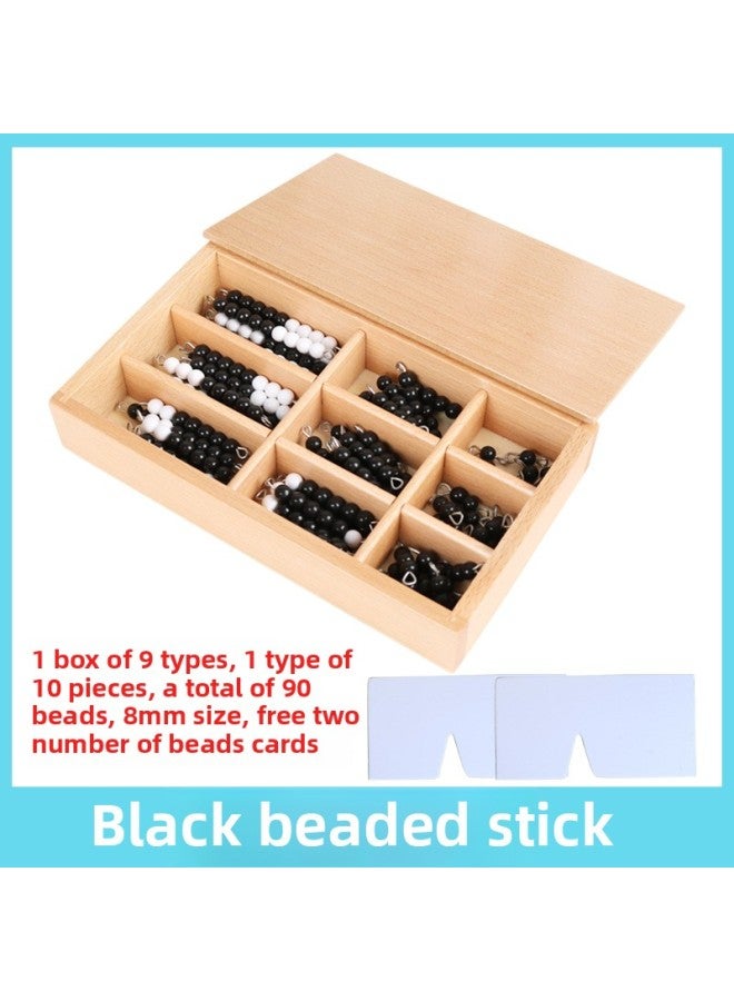 Montessori Montessori Math Teaching Aids Early Education Toys Colored Beaded Stick Children's Educational Training-Color:8mm Black Bead Stick 90 (boxed 2 Bead Cards)  - Image 1