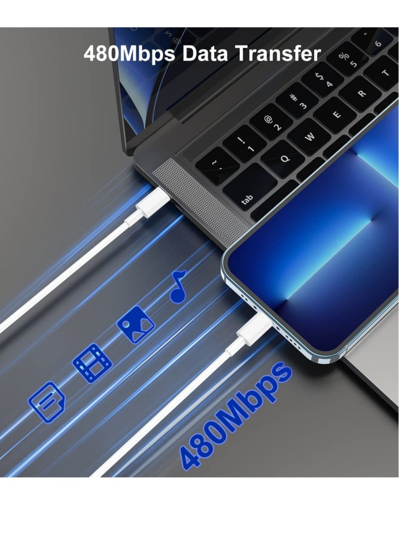 حزمة 2 كابل USB-C معتمد من MFi إلى Lightning لجهاز iPhone 13 Pro Max – كابل شحن سريع لجهاز iPhone 13، 12، 11 Pro، XR، XS Max، X، 8 Plus، iPad Pro - Image 4