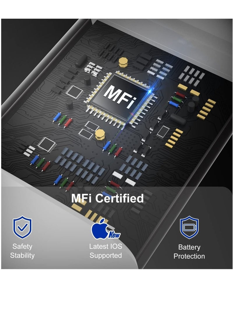 حزمة 2 كابل USB-C معتمد من MFi إلى Lightning لجهاز iPhone 13 Pro Max – كابل شحن سريع لجهاز iPhone 13، 12، 11 Pro، XR، XS Max، X، 8 Plus، iPad Pro - Image 3