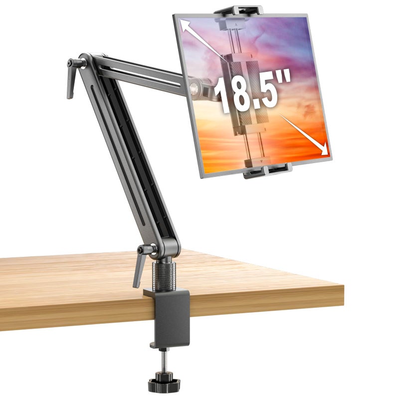 Jakeko Adjustable Portable Monitor Stand 15.6" - 360Â° Rotating Base Tall Tablet Desk Arm Holder Stand for iPad Air/Pro/Mini Swivel Flexible Bed Clamp Mount Soporte para Tablet/Monitor Portatil/Ereader - Image 1