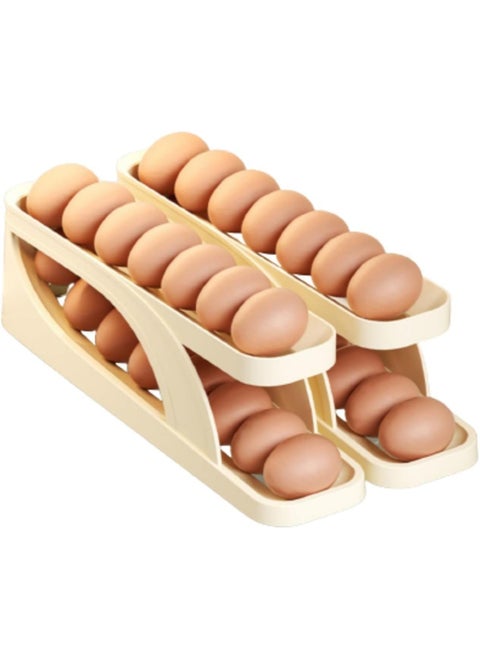 2 Pack Kitchen Slide Special Double Layer Automatic Rolling Anti Drop Egg Storage Box