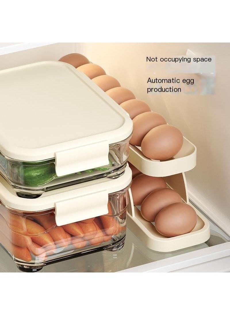 2 Pack Kitchen Slide Special Double Layer Automatic Rolling Anti Drop Egg Storage Box