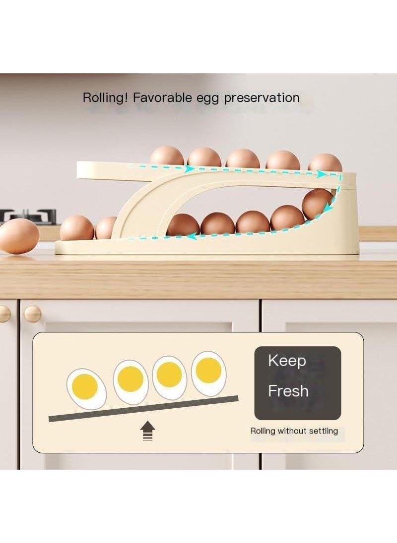 2 Pack Kitchen Slide Special Double Layer Automatic Rolling Anti Drop Egg Storage Box