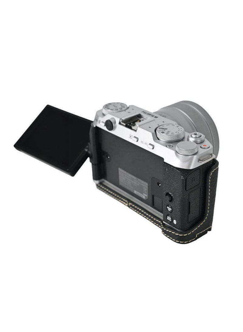 قطعة واحدة نصف غطاء متوافق مع كاميرا Fujifilm XM5 X-M5، غطاء واقي من الجلد الصناعي PU، تصميم خفيف الوزن بأسلوب ريترو، وتناسب دقيق، ومقاوم للخدوش لموديل Fuji XM5 X-M5 باللون الأسود - Image 3