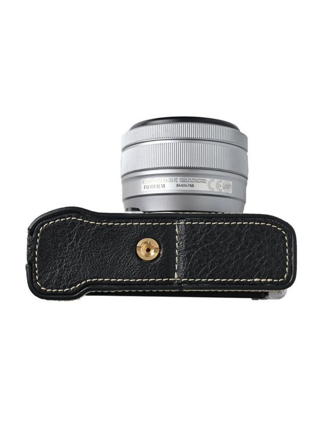قطعة واحدة نصف غطاء متوافق مع كاميرا Fujifilm XM5 X-M5، غطاء واقي من الجلد الصناعي PU، تصميم خفيف الوزن بأسلوب ريترو، وتناسب دقيق، ومقاوم للخدوش لموديل Fuji XM5 X-M5 باللون الأسود - Image 4