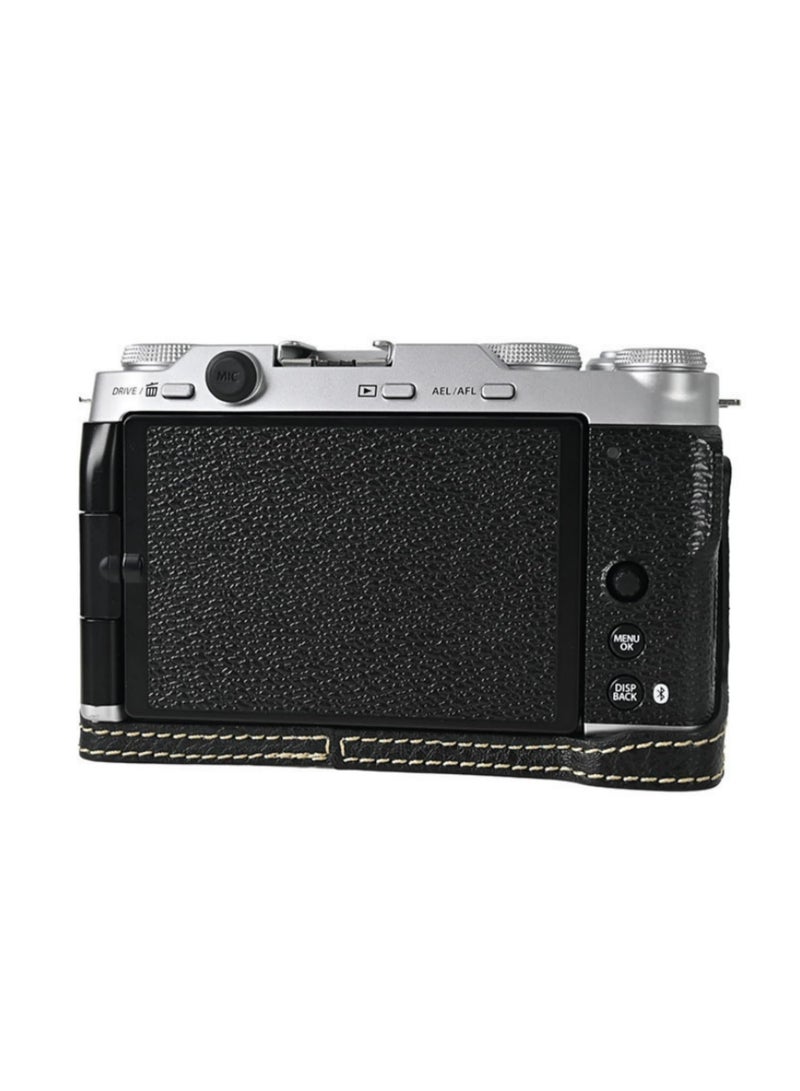 قطعة واحدة نصف غطاء متوافق مع كاميرا Fujifilm XM5 X-M5، غطاء واقي من الجلد الصناعي PU، تصميم خفيف الوزن بأسلوب ريترو، وتناسب دقيق، ومقاوم للخدوش لموديل Fuji XM5 X-M5 باللون الأسود - Image 5