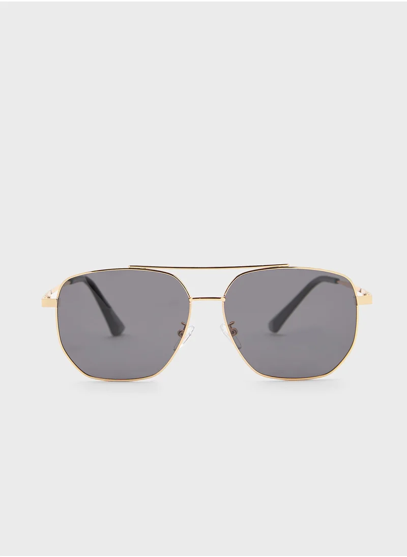 روبرت وود Polarized Lens Square Aviator Sunglasses