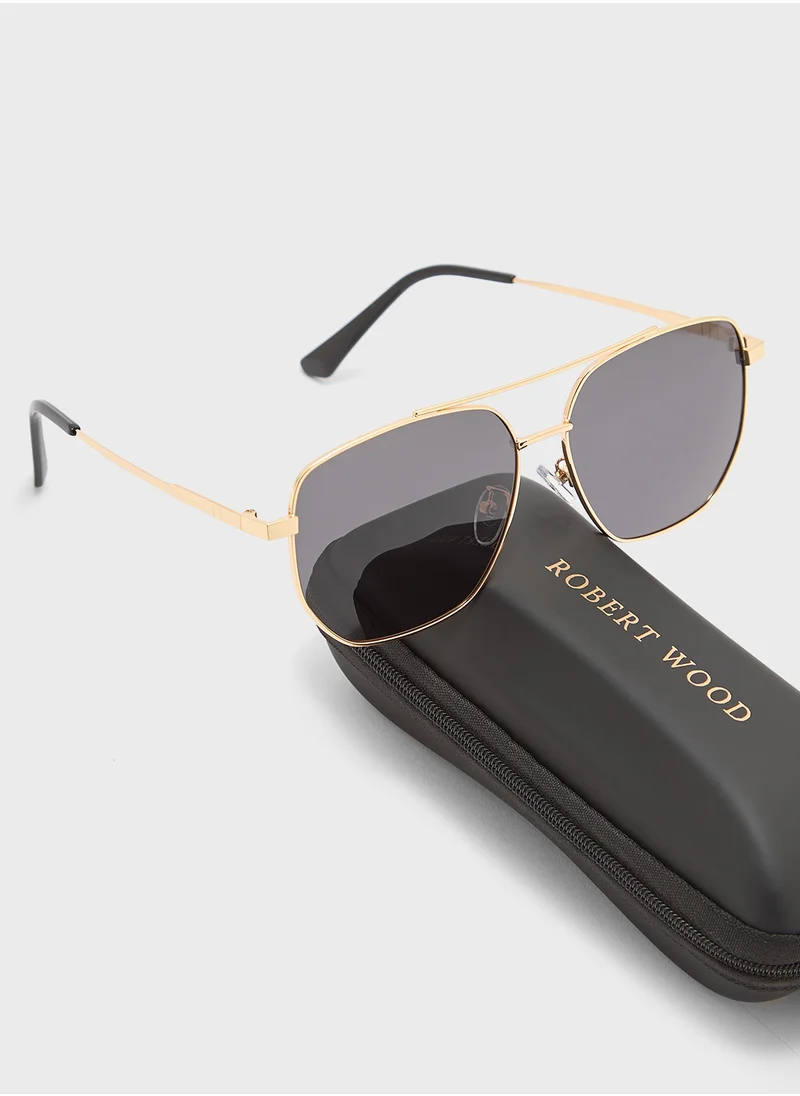 Robert Wood Polarized Lens Square Aviator Sunglasses