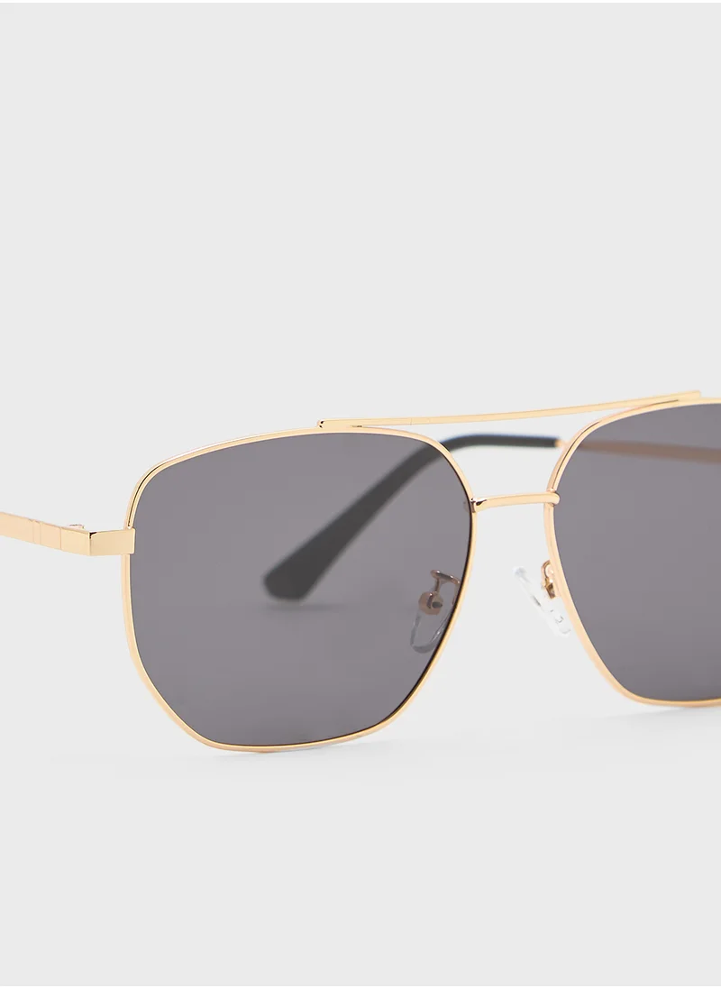 Robert Wood Polarized Lens Square Aviator Sunglasses