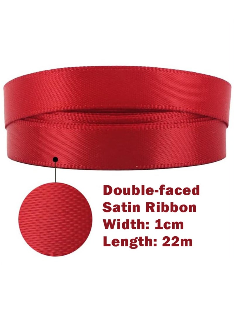 Craftman Satin Ribbon,10 Colors 220m Double Face Satin Ribbon for Gift Wrapping Happy Birthday Party Decorations, (Width 1 cm x Length  22 Meters)  - Image 2