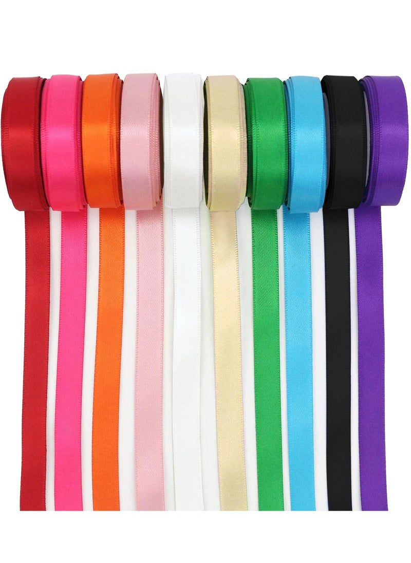 Craftman Satin Ribbon,10 Colors 220m Double Face Satin Ribbon for Gift Wrapping Happy Birthday Party Decorations, (Width 1 cm x Length  22 Meters)  - Image 1