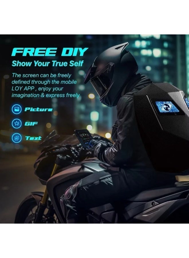 CRONY LED Display Backpack. LED Motorcycle Backpacks. DIY Programmed Backpacks. Iron Man LED Backpack Screen. Cool Motorcycle Backpack for Riders and Scooters, Featuring Bluetooth Functionality and Dedicated App Control. - Image 2