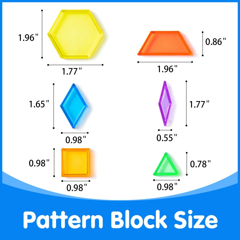 Odoorgames 140 Pcs Translucent Pattern Blocks,Geometric Shapes,Translucent Toys,Light Table Accessories and Manipulatives,Includes 46 Activity Cards - Image 2