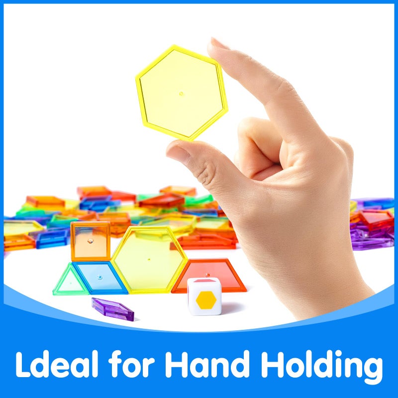 Odoorgames 140 Pcs Translucent Pattern Blocks,Geometric Shapes,Translucent Toys,Light Table Accessories and Manipulatives,Includes 46 Activity Cards - Image 5